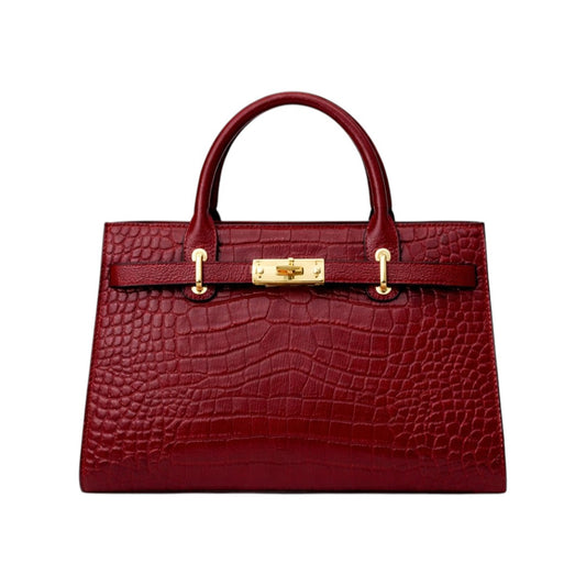 Garve Elegant Deep Burgundy Crocodile Handbag